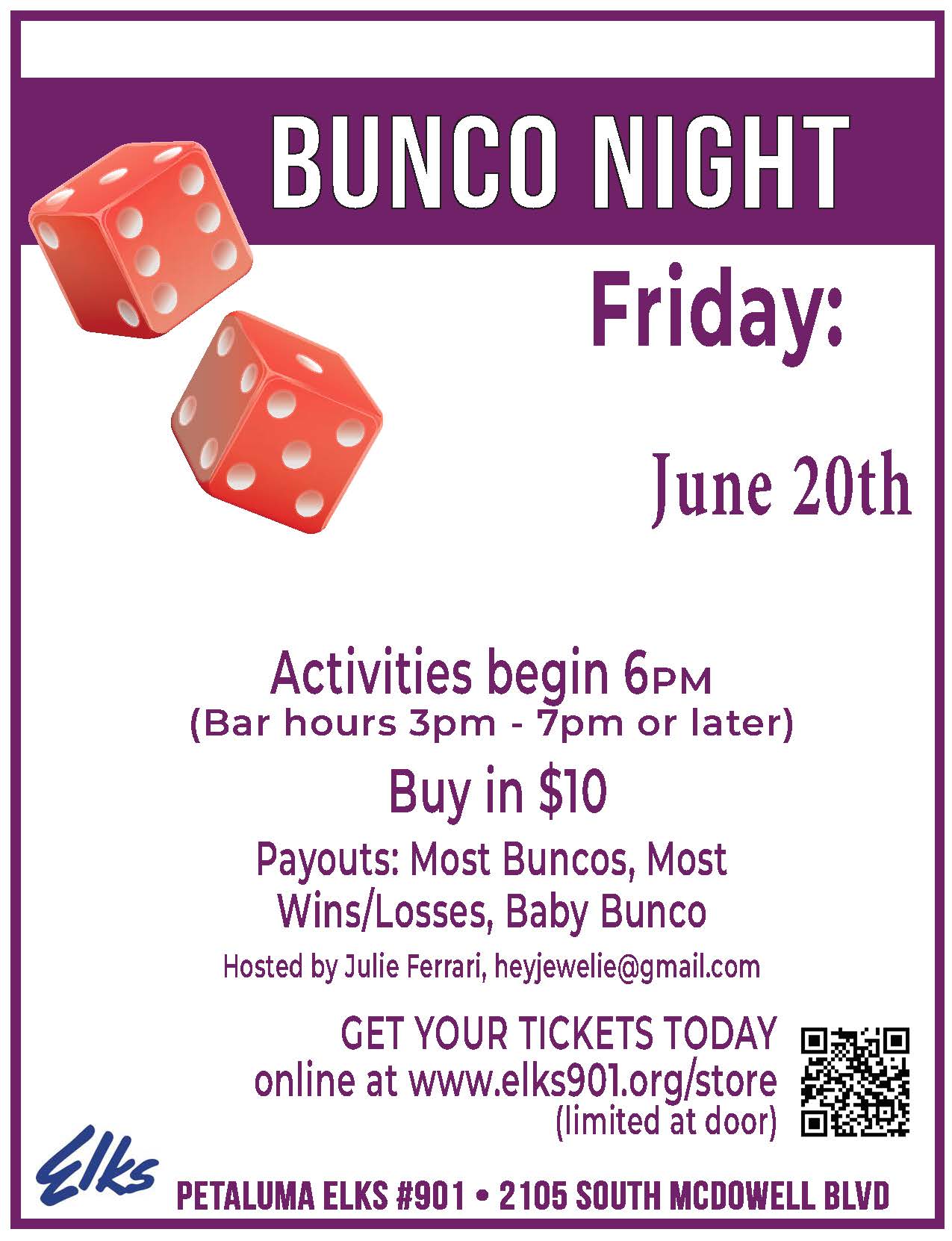 Bunco Game Night Jun Flyer
